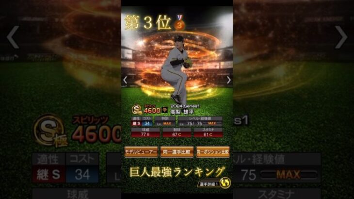 巨人強い選手多すぎ！ 2024series1巨人最強ランキング！ 【プロスピA】 【プロ野球スピリッツa】 【巨人純正 】 #プロスピ