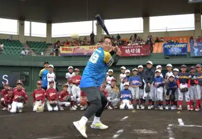 野球教室での指導風景