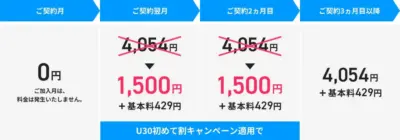 U30初めて割キャンペーンの料金体系
