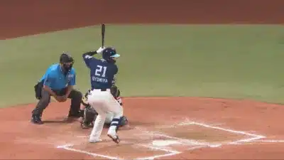 清宮選手とみられるバッティングシーン