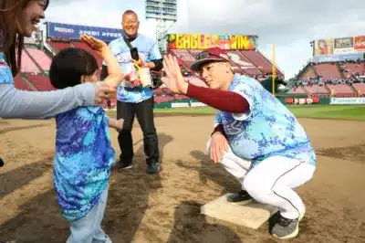 子供と選手の交流