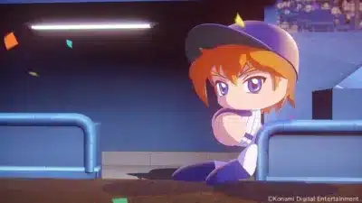 ベンチでしゃがむパワプロキャラクター