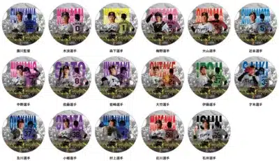 阪神タイガースの選手と監督が描かれた円形のバッジコレクション