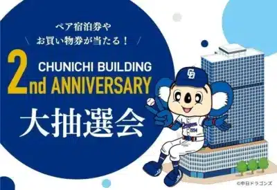 中日ビル2周年記念大抽選会の告知