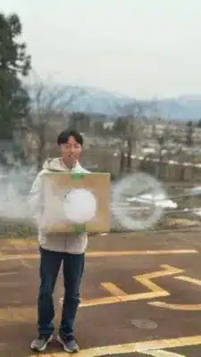 煙の輪を作る実験