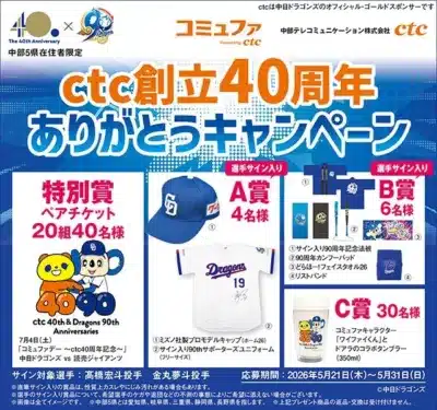 ctcは中日ドラゴンズのオフィシャル・ゴールドスポンサーです