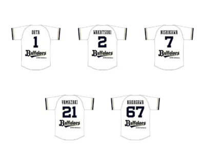 オリックス・バファローズの選手背番号入りホームユニフォーム