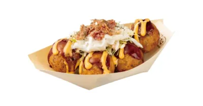 たこ焼きにソースとマヨネーズ