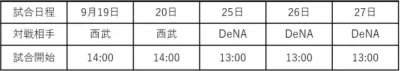 9月の試合日程