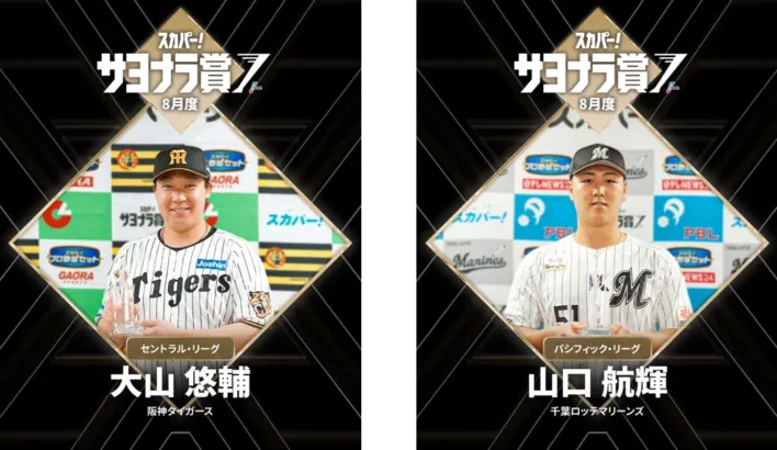 8月度「スカパー! サヨナラ賞」受賞選手決定！阪神・大山選手、ロッテ・山口選手が劇的勝利を演出！